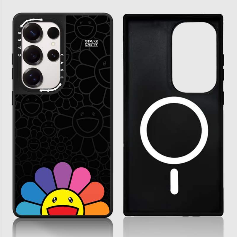 Ốp lưng CASECASE X SMILE (RAINDOW) Vỏ hút từ tính màu đen mờ cho gương Samsung Galaxy S26 S25 S24 S23 Ultra Plus Mặt sau cứng có hộp khắc logo