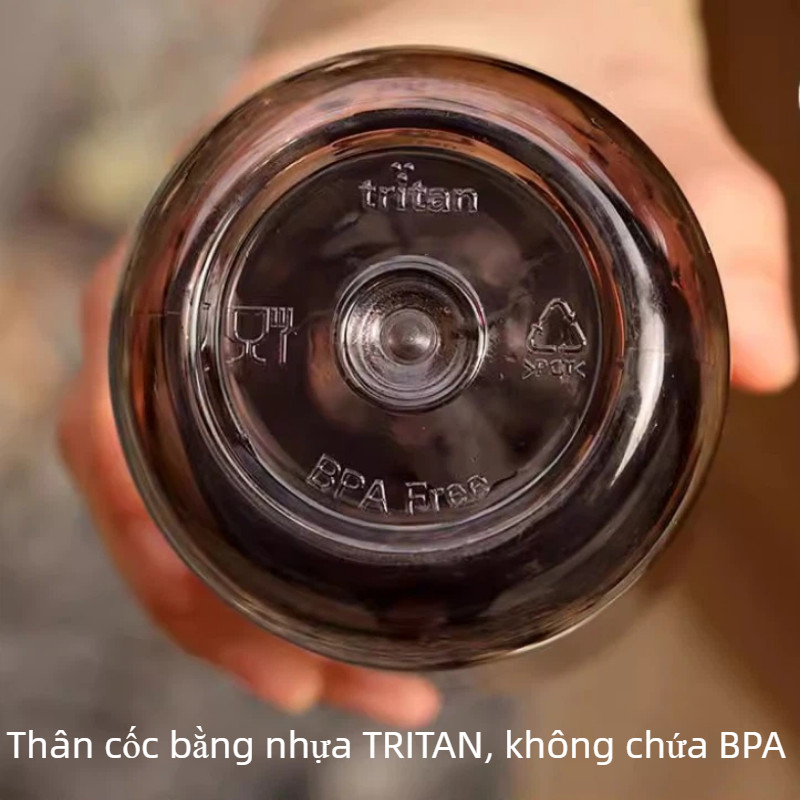Bình Nước Tritan 430ml & 670ml - Chịu Nhiệt -20~99°C, Không BPA, Chống Rò Rỉ - Tặng Dụng Cụ Vệ Sinh