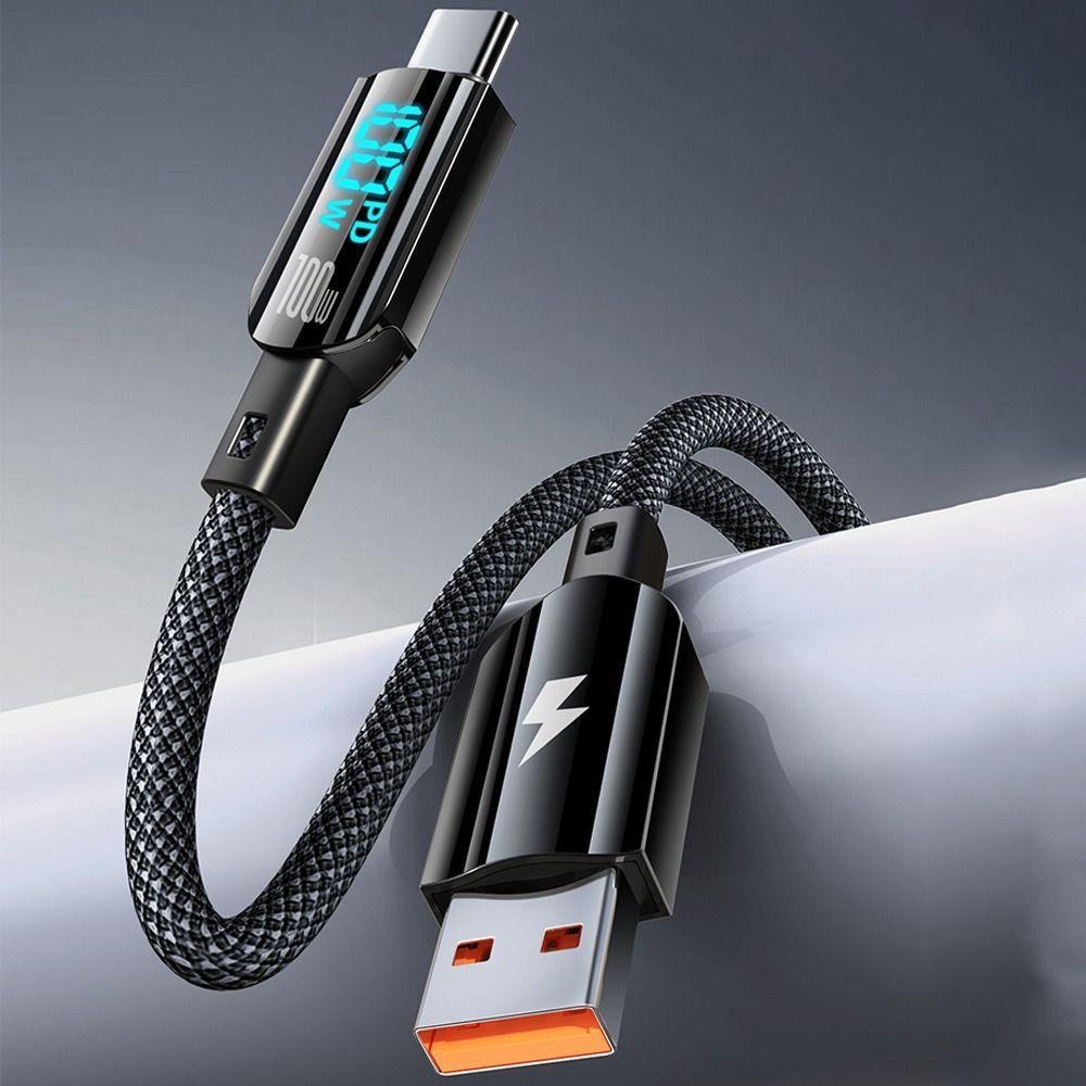 Cáp NKSFX Type C sang USB Type C, Cáp sạc nhanh màn hình kỹ thuật số 100W, Dây dữ liệu sạc nhanh tốc độ cao có thể nhìn thấy