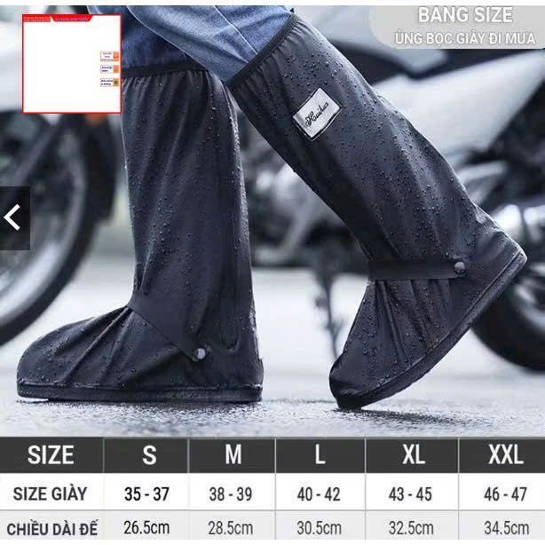 ( CHỌN size- COMBO 2 ĐÔI ỦNG SỊN ) Ủng Đi Mưa, Ủng Bọc Giày đi mưa cổ cao đế cao su chống trơn trượt cao chất liệu PVC