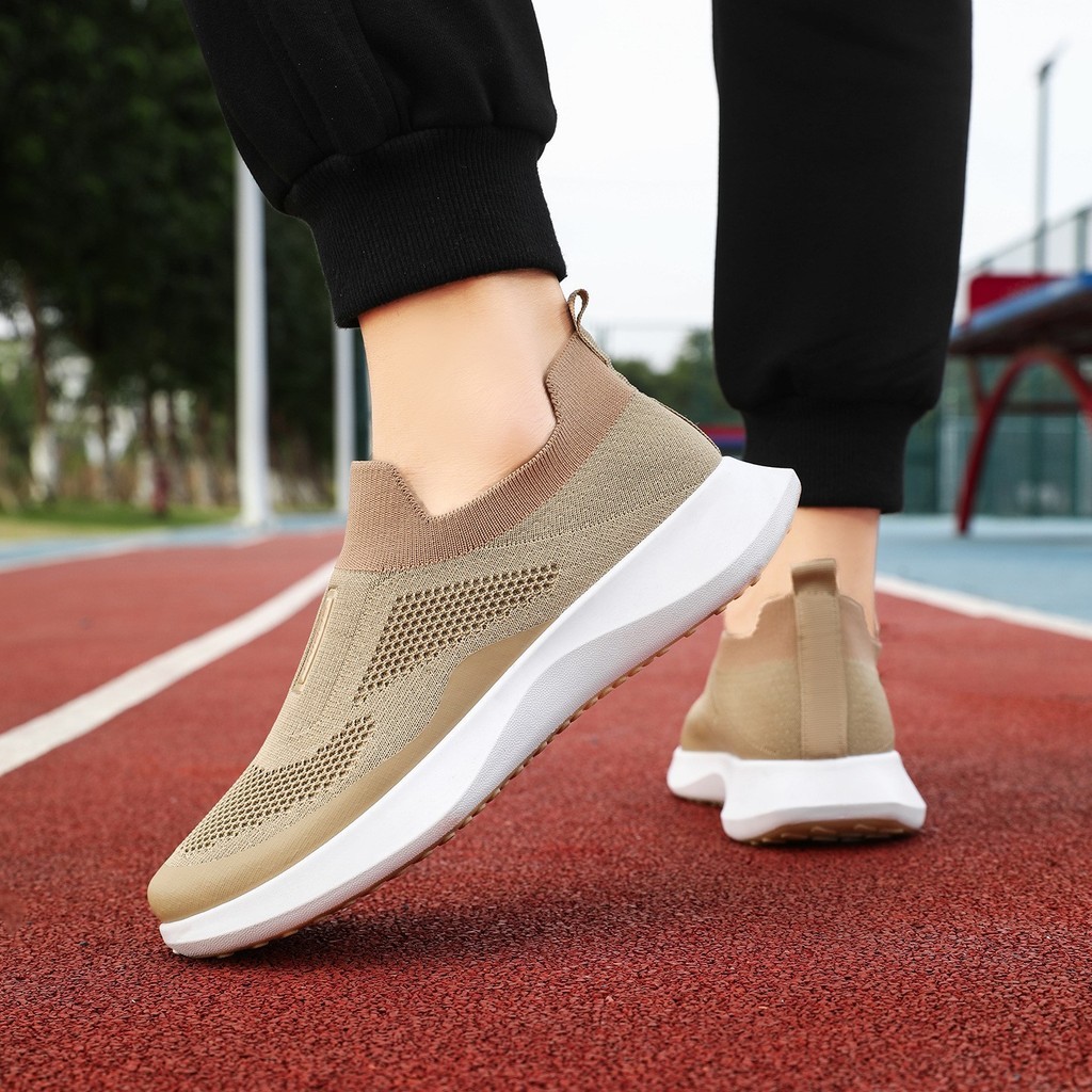 🇻🇳 Giày Thể Thao Nam Sneaker Một Chạm Thoáng Khí Không Dây Kiểu Dáng Phối Màu Đơn Giản