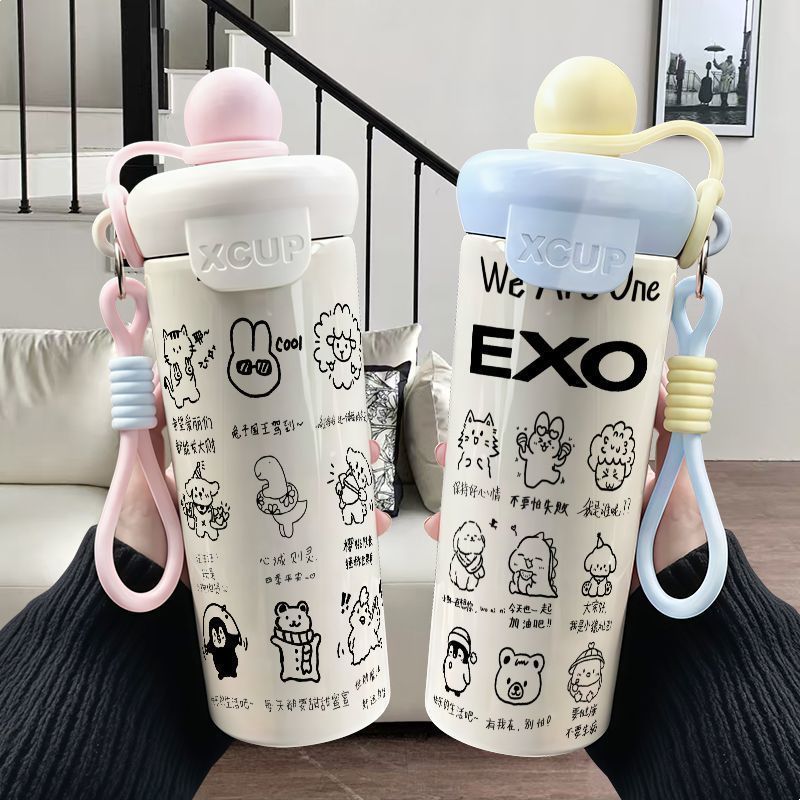 [Giảm giá] Cốc giữ nhiệt hàng hóa Alice EXO Graffiti 316 Ống hút bằng thép không gỉ Dung tích lớn Cốc trà cà phê mặt cao