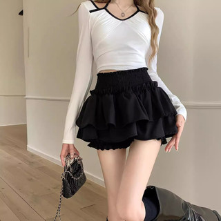 Váy xếp ly màu đen dành cho nữ, kiểu dáng ballet mùa hè, chân váy xếp tầng, cạp cao