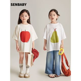 Áo thun bé gái in trái cây – Cotton 100% form rộng phong cách Hàn Quốc