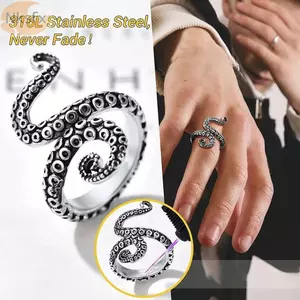 Nhẫn Thimble NKSFX Phong Cách Punk Hình Bạch Tuộc, Thép Không Gỉ Có Thể Điều Chỉnh