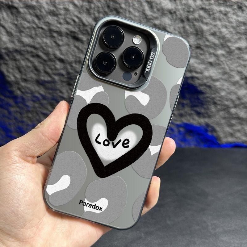 Màu xám tình yêu cho iPhone 16Promax trường hợp iPhone 15 cao cấp 14 màu bạc trường hợp 13 bùng nổ