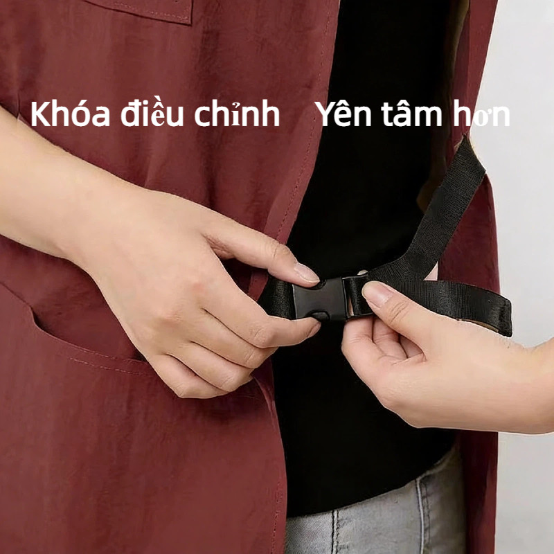 Tạp dề vest chống dầu nước, nylon Nhật thoáng khí, thiết kế túi tiện lợi, unisex dùng cho nhà bếp