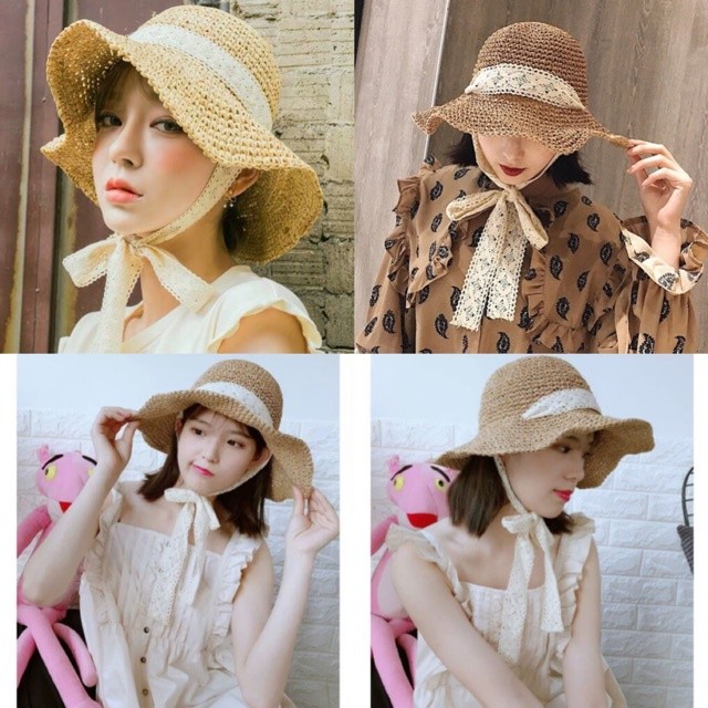 Mũ Nón Cói Nữ Đi Biển Vành Rộng Thời Trang Cao Cấp Tiểu Thư Có Dây Buộc Xinh Xinh