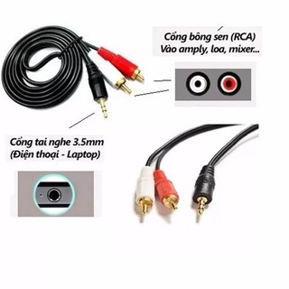 【COD】Dây cáp audio 1 ra 2, dài 1,5m, tương thích với TV, loa soundbar, đầu đĩa và các thiết bị có cổng AV phổ biến.