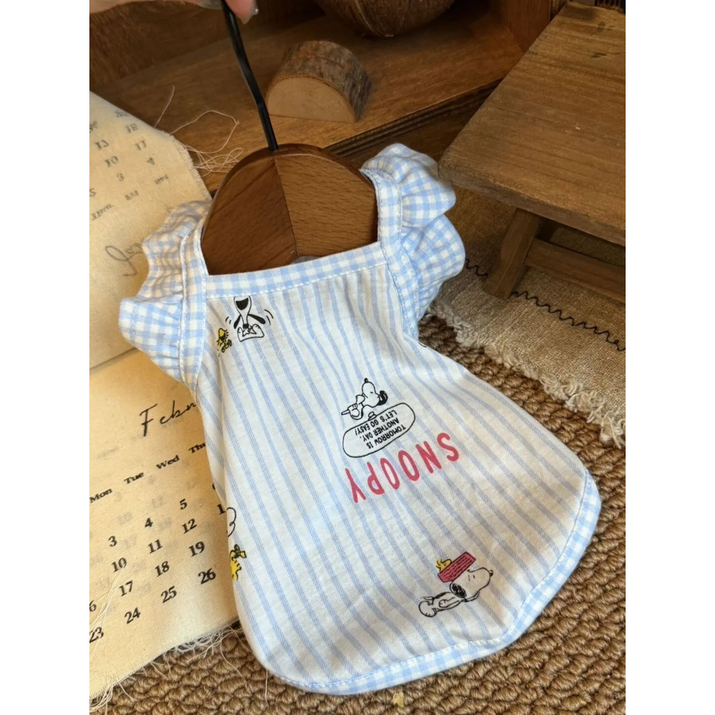 Snoopy Pet Xù Quần áo sọc Teddy Quần áo Vest chó nhỏ