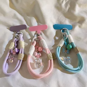 Ánh Sáng Sang Trọng Ins Hồng Hello Kitty Mặt Dây Chuyền Điện Thoại Di Động, Dây Treo Tay, Chuỗi Camera, Chìa Khóa, Vỏ Đa Năng