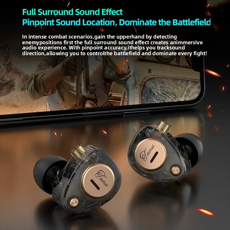 KZ Taurus 2DD Micrô kép trong tai Tai nghe có dây Chế độ kép HIFI Bass Âm nhạc Tai nghe thể thao khử tiếng ồn