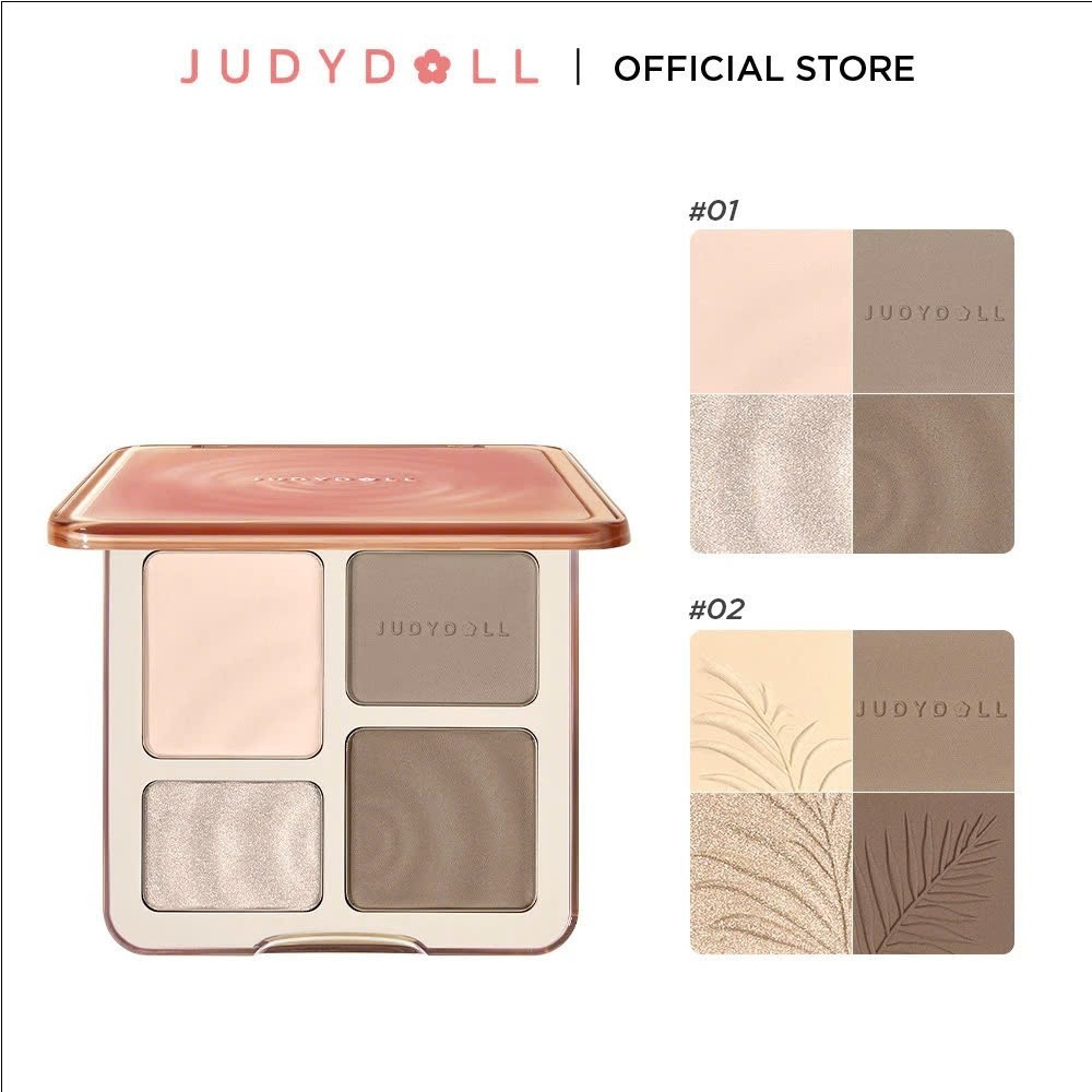 JUDYDOLL Bảng Tạo Khối & Highlight 4 Ô – Màu Tự Nhiên, Dễ Dùng, Hàng Chính Hãng.