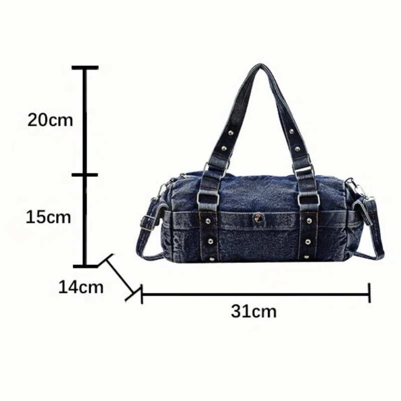 ANCO 2026 Túi xách phụ nữ Hàn Quốc Phong cách Vintage Denim Gối Túi có thể giặt nách xách tay Túi xách đơn giản Túi xách phụ nữ có thể mặc