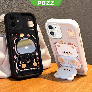 Ốp Lưng Cho iphone 12 Pro Max 13 Pro Max 11 Pro Max 12 mini Vỏ Điện Thoại Vỏ Mềm Silicon Chống Sốc Thiết Kế Mới Thẩm Mỹ Gương Xoay Gấu Dễ Thương Có Giá Đỡ JTXXZJ01