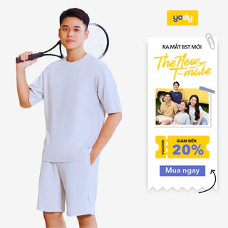 Set áo quần short bộ đồ nam YODY vải dệt Waffle thoáng mát, thiết kế trẻ trung, basic MCST25S002
