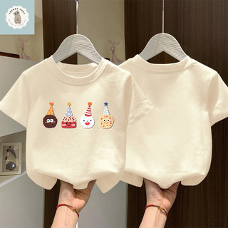 Áo thun bé gái in hình hoạt hình dễ thương và thoải mái, cổ tròn, thiết kế đơn giản.