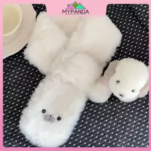 MYPANDA Dễ Thương Mùa Đông Seal Earmuff Scarf Trẻ Em Học Sinh Khăn Lông Chéo Bộ Găng Tay Ne-Protect Kawaii Girls Khăn Sang Trọng Ấm Áp Ngoài Trời.