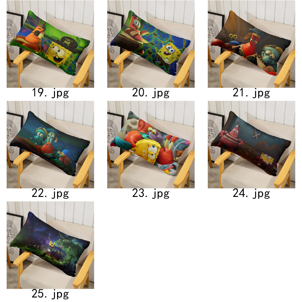 The SpongeBob Movie Search for SquarePants Vỏ gối Polyester hình chữ nhật một mặt, Máy giặt được, Thích hợp để trang trí phòng khách giường Sofa (Không bao gồm lõi)