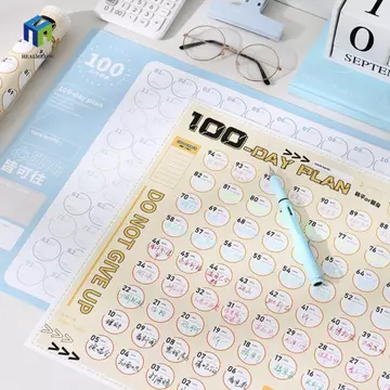 Healmeyou Bảng kế hoạch 100 ngày, Danh sách việc cần làm Giảm cân Bảng danh sách kiểm tra, Chương trình nghị sự tập thể dục đơn giản Thời gian tổ chức Ngày tổ chức Lập kế hoạch lịch trình treo tường S