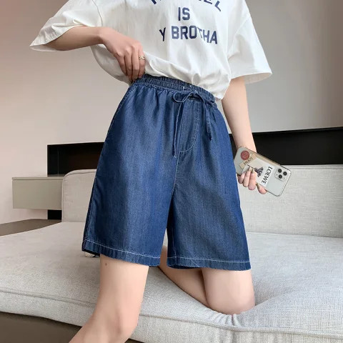 quần short jean nữ Băng Lụa Denim 2026 Phong Cách Thước Lớn Mỏng Hơn Nhìn