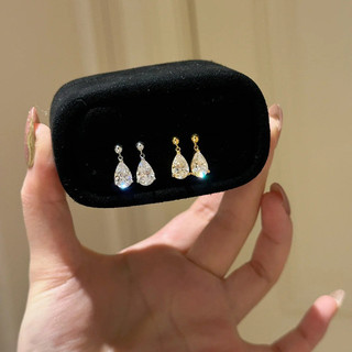 Bộ Trang Sức Phái Nữ Với Bông Tai Zircon Giọt Nước và Mặt Dây Chuyền Đa Năng