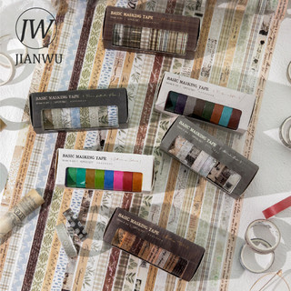 JIANWU 10 Cuộn / bộ Basic Life Series Họa Tiết Vintage Phong Cảnh Chất Liệu Cắt Băng Washi Sáng Tạo DIY Tạp Chí Văn Phòng Phẩm
