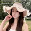 Mũ Rơm YUJINI, Mũ Che Nắng Viền Cánh Hoa Rộng, Ngọt Ngào Với Nơ Lưới Mũ Đi Biển Thoáng Khí Để Chống Nắng Mùa Hè
