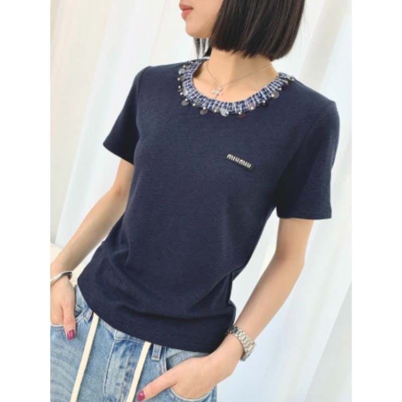 Áo thun Cotton nguyên chất cổ tròn mới dành cho nữ