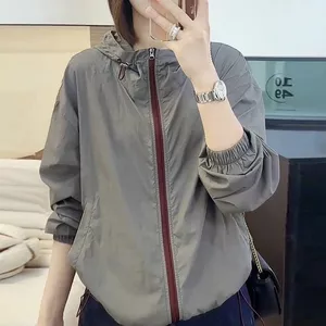 Áo khoác chống nắng mỏng có dây kéo thoáng khí dành cho nữ