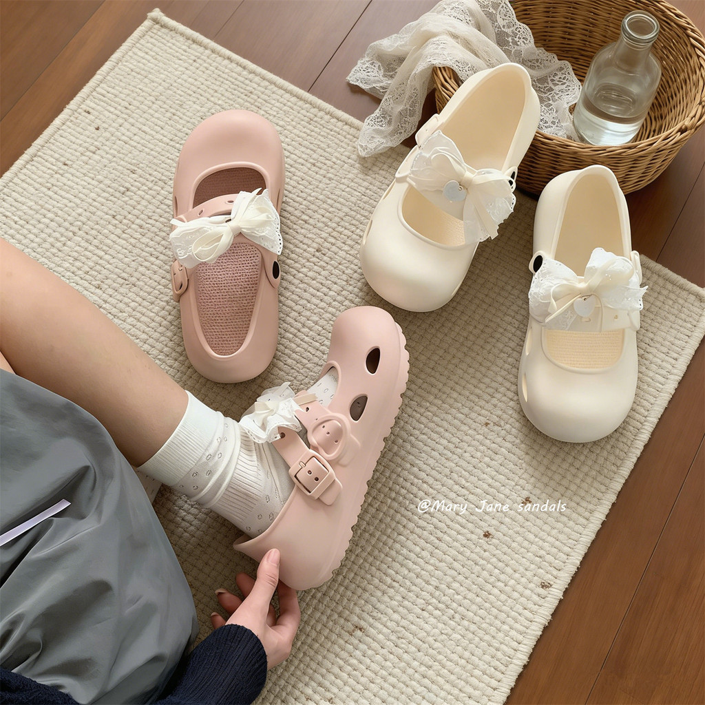 XIXITIAO Mary Jane Giày Nữ Tình Yêu Nơ Đi Biển Kỳ Nghỉ Xuân Hè Ngoài Mặc