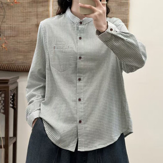 Sẵn sàng - Áo sơ mi nữ màu đỏ cotton với lớp lót bên trong, phù hợp mùa xuân 2026