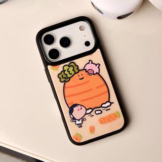 Rau Quả Hạnh Phúc Thích Hợp Cho 17Promax Vỏ Điện Thoại iPhone16 / 14pro Khung Đen 15Plus Lỗ Lớn 13 Sản Phẩm Mới