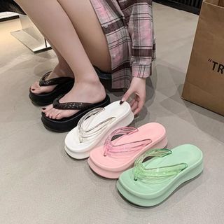 Muffin Đế Dày Trong Suốt Flip-Flops Nữ Mùa Hè Mặc Ngoài 2025 Giải Trí Kỳ Nghỉ Đi Biển Dép Đi Biển Dép