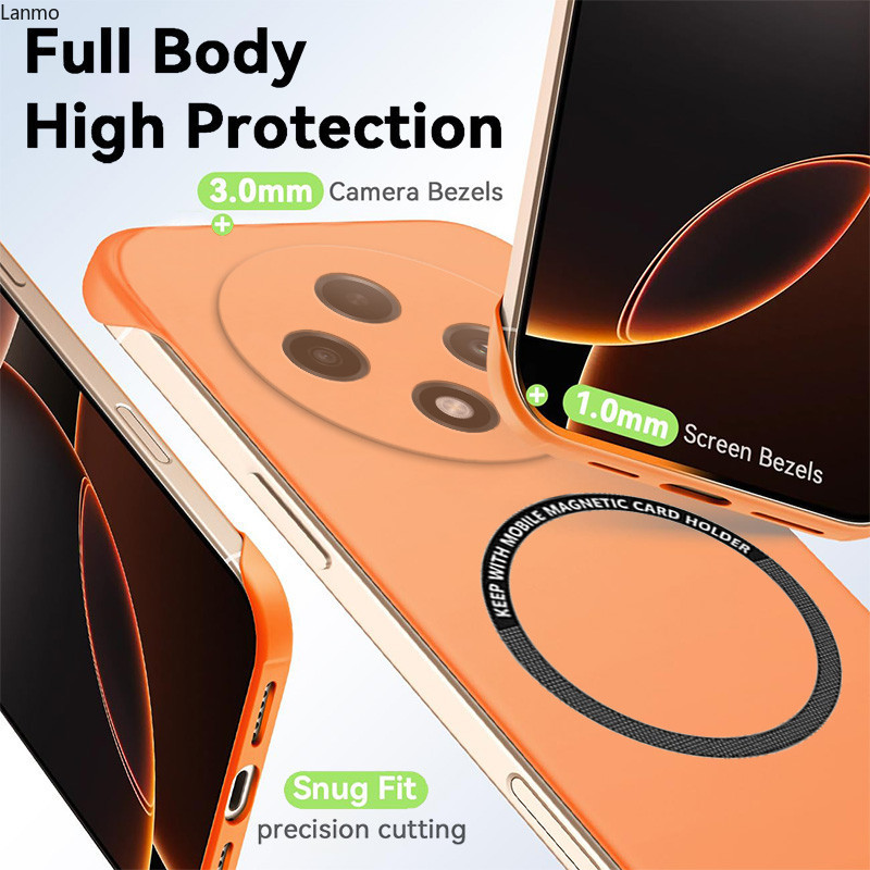 Mỏng Từ Tính Không Khung Cho OPPO F27 Pro Plus F27Pro + Ốp Điện Thoại Mờ Chống Trầy Xước Vỏ PC Cứng Không Viền Giáp Chống Sốc