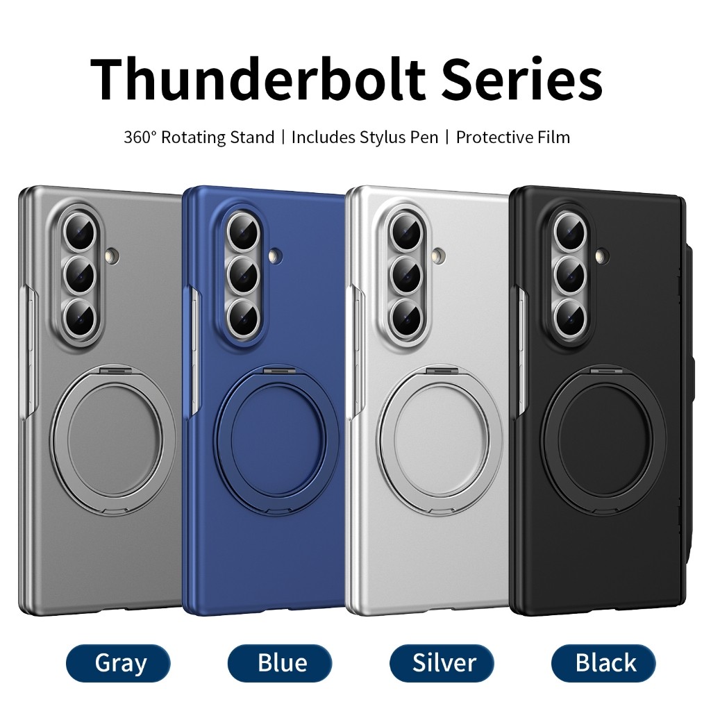 Kim 360° Ốp Điện Thoại Full Cover Cho Samsung Galaxy Z Fold 7 6 5 4 Có Phim Bảo Vệ Màn Hình Và Xoay Từ Giá Đỡ Bìa Cứng
