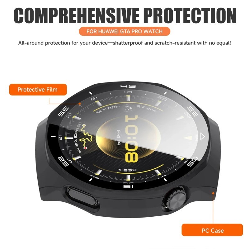 Ốp Bảo Vệ Có Màn Hình Kính Cường Lực Bảo Vệ 2 Trong 1 Cho Huawei Watch GT 6 Pro Ốp Lưng Cho Huawei Watch GT6Pro 46MM Vỏ Đồng Hồ Phụ Kiện