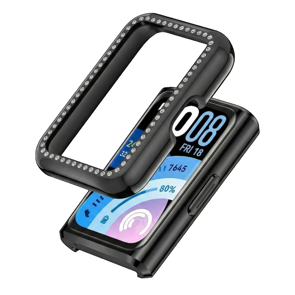 Vỏ kim cương Bling cho Huawei Band 11 10 9 8 Vỏ bảo vệ PC cứng Ốp lưng cho Huawei Band 11Pro Bảo vệ