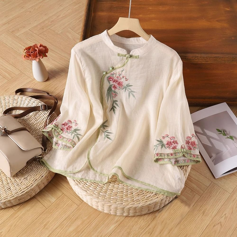 Nút áo phong cách dân tộc Trung Quốc thêu tay, dáng rộng cổ điển dành cho nữ