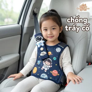 đệm dây an toàn ô tô trẻ mềm mại bảo vệ cổ vai vải polyester thoáng khí chống ma sát dành cho trẻ