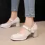 VNMZG34-39 Kích Thước Lớn Retro jk Ngón Vuông Đơn Bằng Sáng Chế Da Gót Dày Nông Miệng Màu Sắc Phù Hợp Với Sweet Mary Jane Flat Buckle Giày Da Nữ