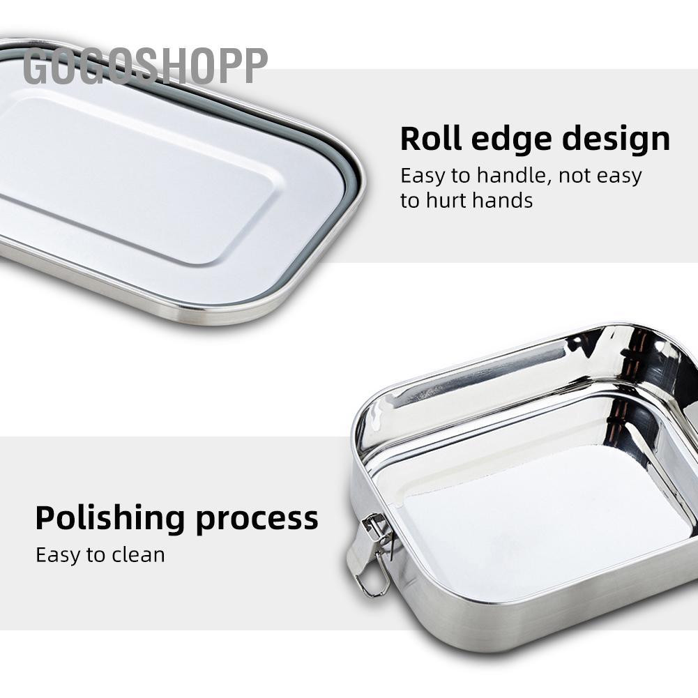 Gogoshopp 304 Hộp Đựng Cơm Trưa Bằng Thép Không Gỉ- Hộp Đựng Kim Loại 2 Ngăn Hộp Bento Cho Trẻ Em Và Người Lớn 800ML Máy Rửa Bát An Toàn