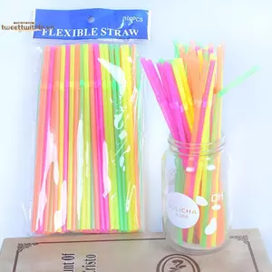 Ống hút uống nước có thể uốn cong huỳnh quang TRTR Ống hút đồ uống dùng một lần Trang trí đám cưới VN