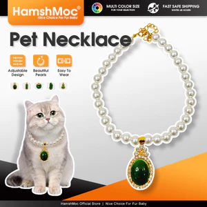 HamshMoc Thú Cưng Vintage Ngọc Trai Vòng Cổ Kim Cương Giả Mặt Dây Có Thể Điều Chỉnh Kích Thước Cổ Nhiều Phong Cách Cho Mèo Chó S M L