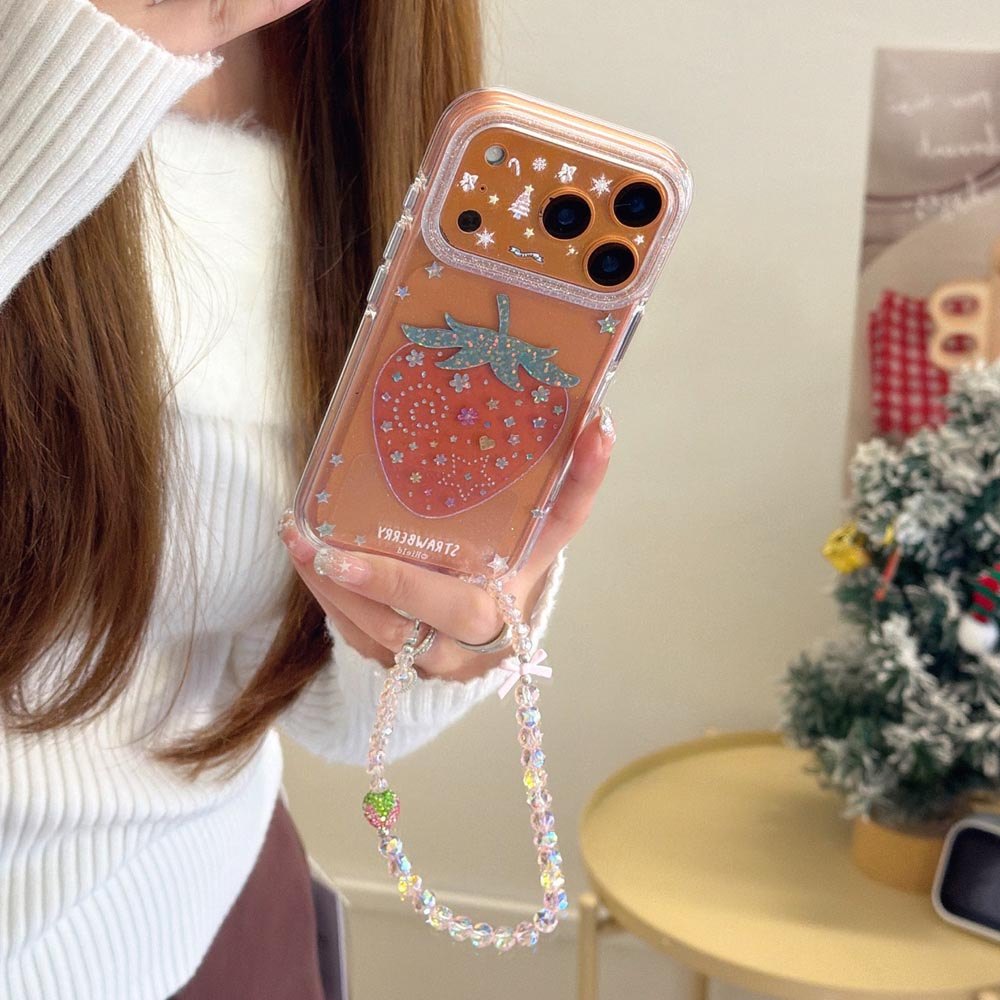 Ốp Lưng Cứng Tương Thích Với iPhone 13 14 14Pro 14ProMax 15 15Pro 15ProMax 16 16Pro 16ProMax 17 17Pro 17ProMax Ốp Họa Tiết Dâu Hồng