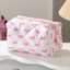 Túi trang điểm Quilted EBINLANDS, Hộp đựng mỹ phẩm nơ dung tích lớn, Túi xách vệ sinh đa chức năng di động dành cho nữ