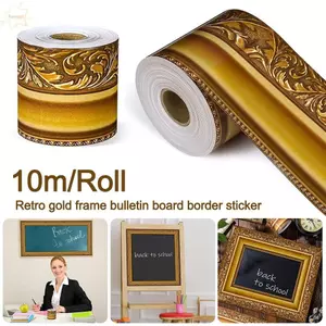 Nhãn dán viền áp phích AWNGD, Nhãn dán trang trí viền tự dính cổ điển, Khung ảnh DIY màu vàng thời trang Trang trí tiệc