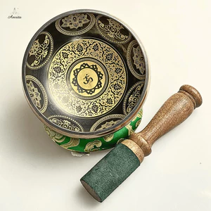 Chuông Xoay Nepal 11.8cm Hoa Văn Mandala Chữ Om Bát Nhã Kiết Tường- CXNP270