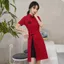Cổ Đứng Tay Ngắn Qipao Đầm Dài Phong Cách Trung Quốc Cảnh Sườn Xám Mùa Hè