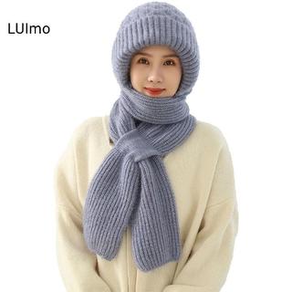 Mũ len thu đông tích hợp khăn và bảo vệ tai, làm từ len tự nhiên dệt kim, giữ ấm hiệu quả